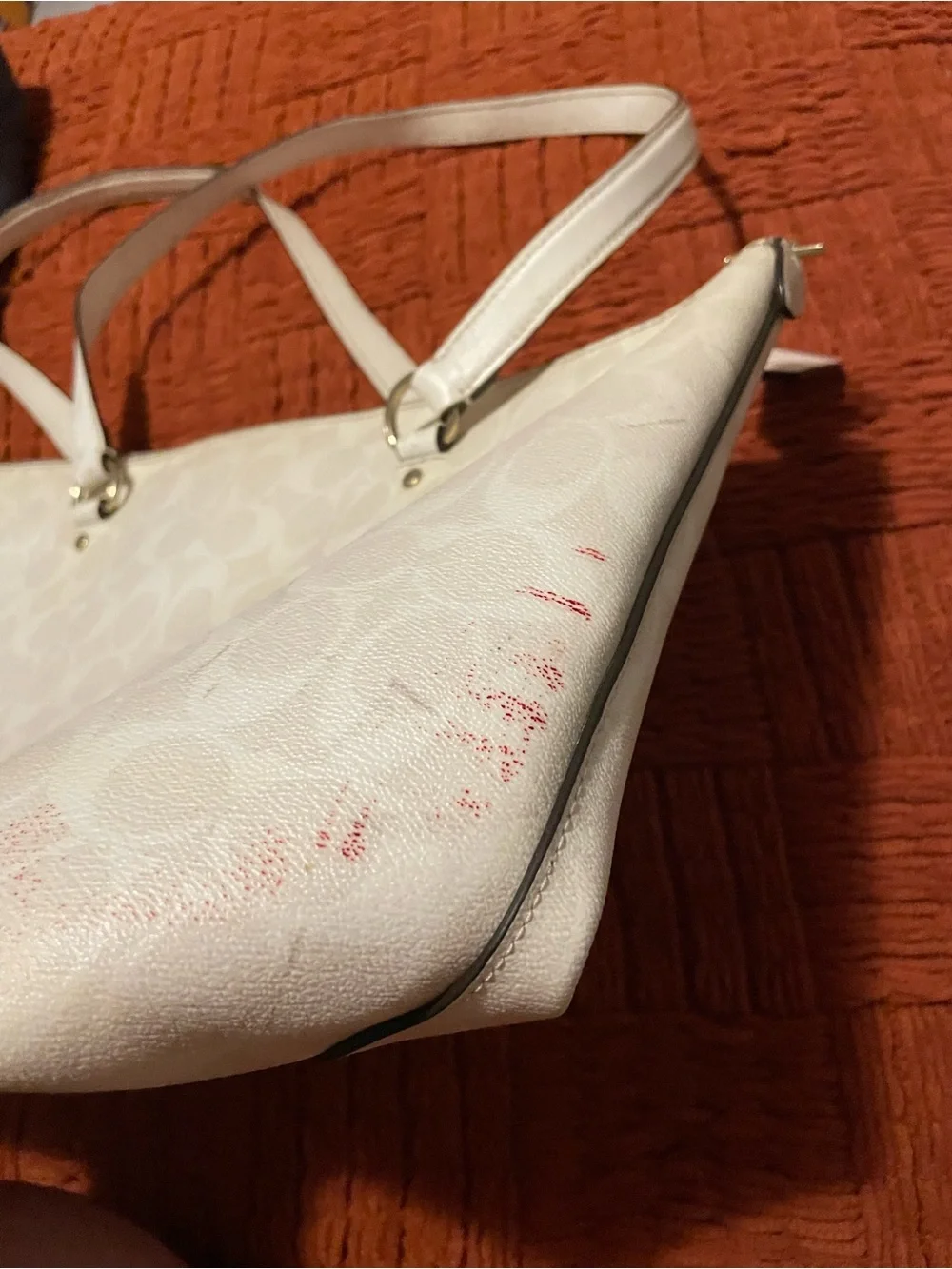 Project! Coach White Signature Tote Bag with Gold Hardware